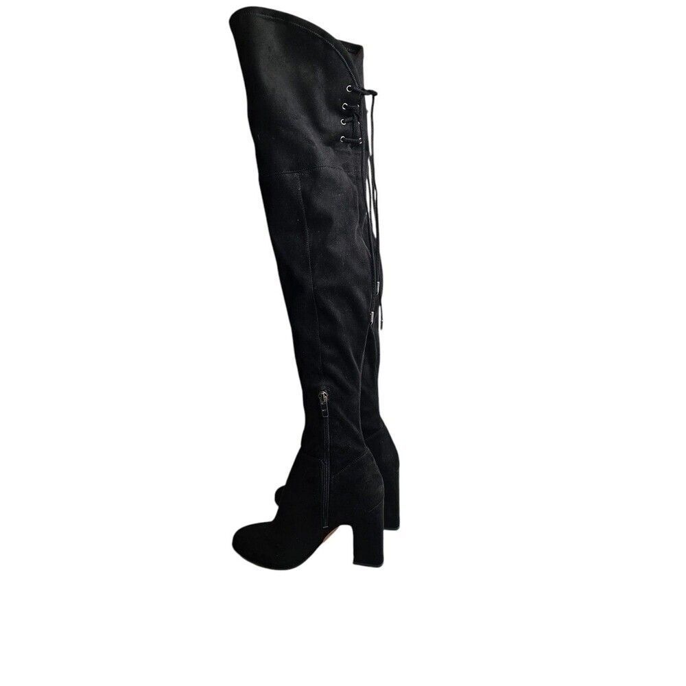 Marc Fisher Black Over-the-Knee Suede Block Heel Boots - Picture 2 of 9